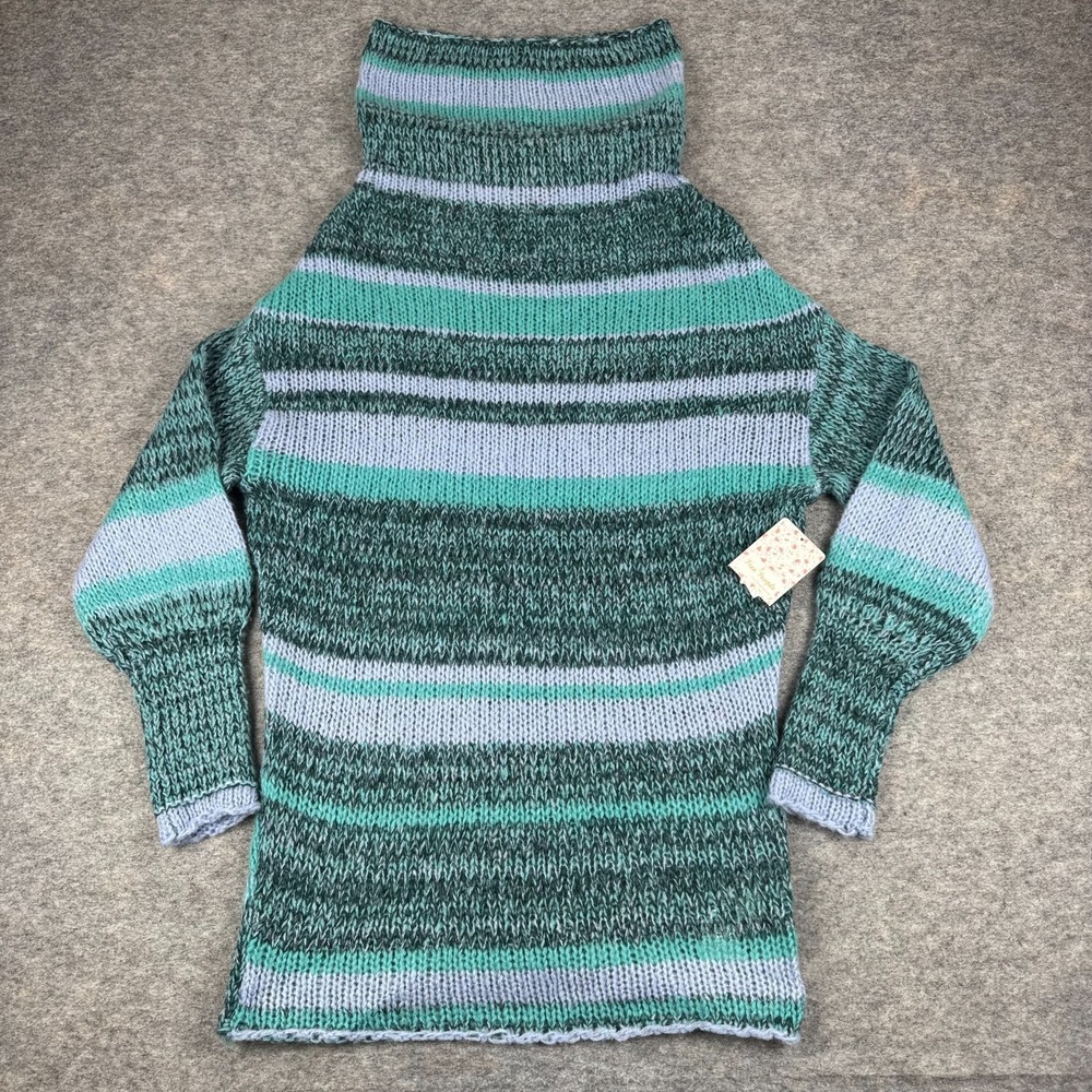 Free People Candy Stripe Tunic Sweater Waterfalls Combo Green Womens‎ XS